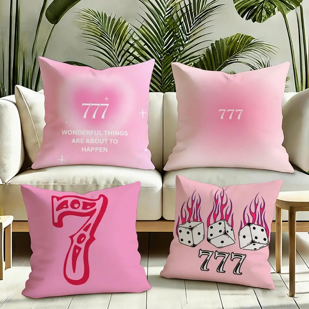 Seven Star Lucky Angel Numbers Cushion Cover Reversible Plush Pillow Cover Soft Fluffy  Home Decor for Sofa Bedroom