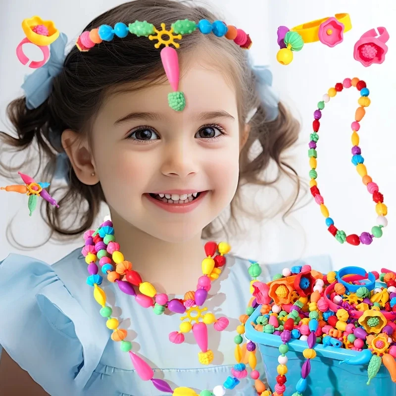 Decoration Beads Children Girls Princess Jewelry Making Kit Creative Necklace Bracelet Rings DIY Ideal Christmas Birthday Gifts