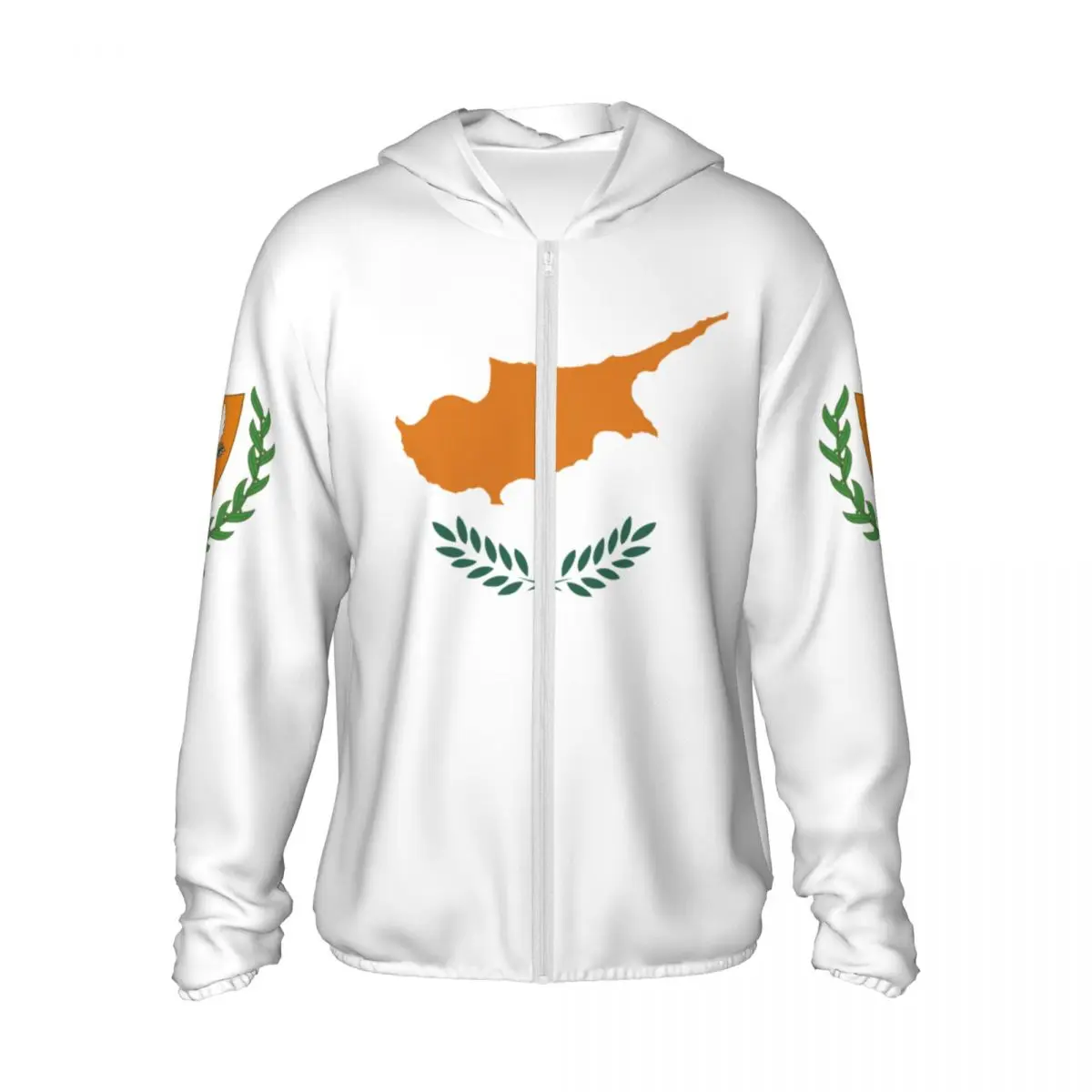 2026 Summer Cyprus Flag Polyester Sunscreen Sun Protection Fishing Running Clothes Quick Dry Performance With Zipper Hoodie
