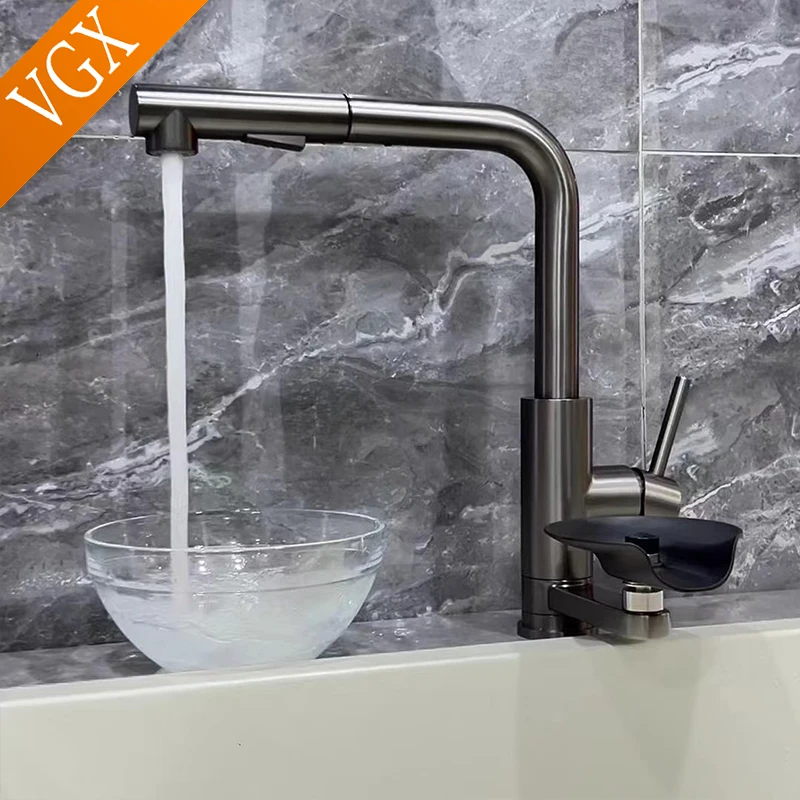 VGX Kitchen Faucet Automatic Glass Cup Washer Pull Out  Sink Faucets Stainless Steel 304 Taps Kitchen Mixer Water Tap Crane