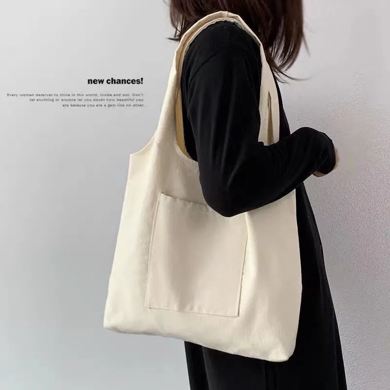 Shopping Bags Solid Color Canvas Tote Bag Shoulder Bags Fashion Casual Garden Eco Friendly Reusable Cute School Tote Bags