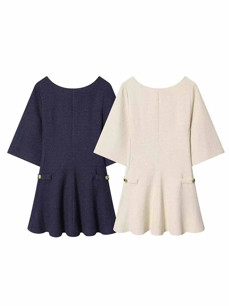 HH nouvelle femme été tendance mode col en V sans manches à pois motif décoration fronde robe courte femme douce robe Sexy