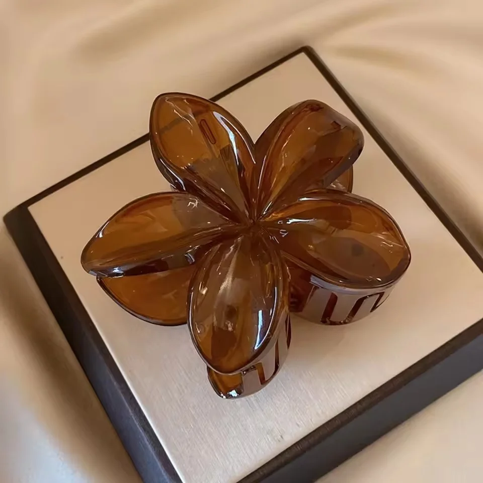 6 Stück Damen-Haarspangen im Meerjungfrau-Stil, Prinzessin, Ei, Blume, 20,3 cm, große Größe, braun, beige, Kopfbedeckung, täglicher Gebrauch, Pferdeschwanz, Hai-Clip – Detail 8