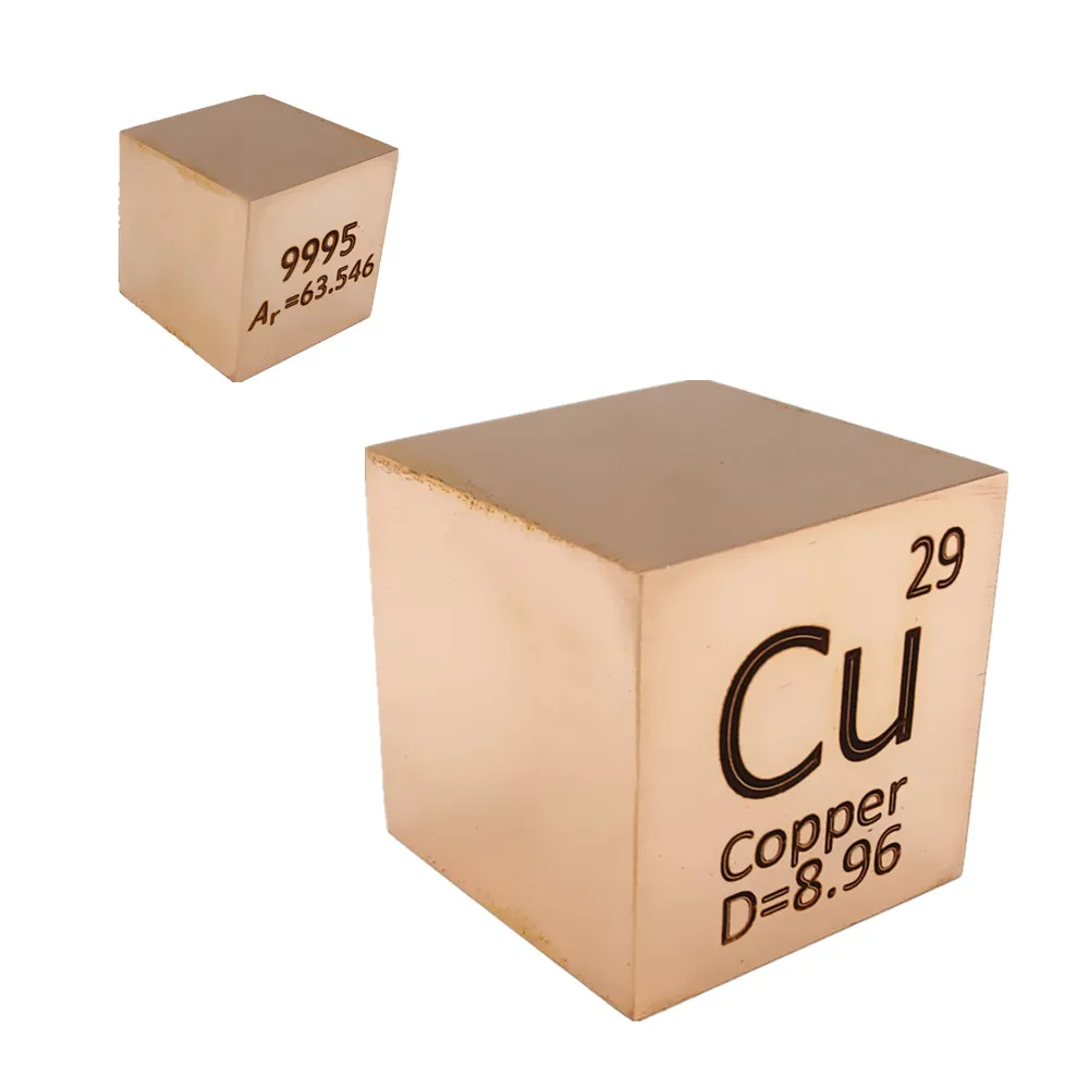 Copper Cube Cu Metal Density Simple Element 99.95% Collection 10mm 1 Inch Size Polished Brushed Hand Made 4 DIY Hobbies Display