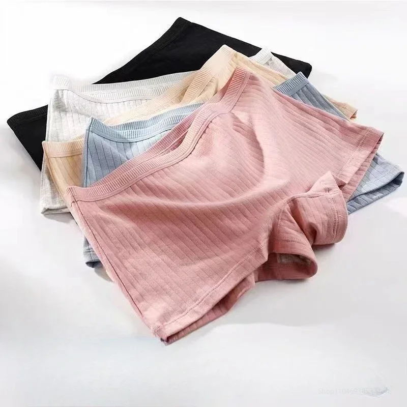 Bragas de seguridad de verano para mujer, calzoncillos femeninos sin costuras de algodón debajo de la falda, calzoncillos Boxer de talla grande de Color sólido, bragas