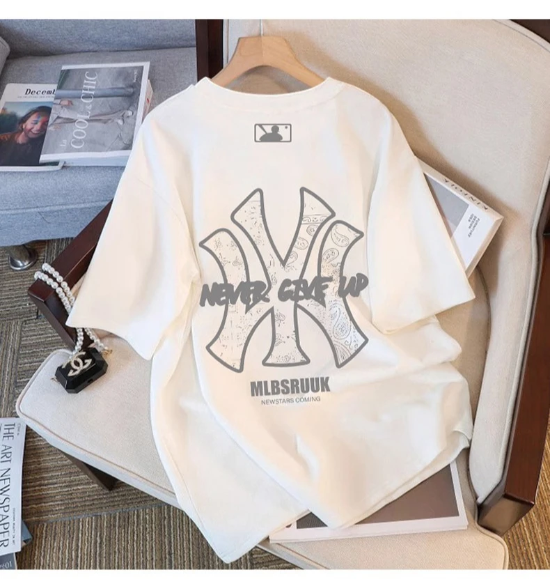 American style short-sleeved T-shirt made of pure cotton, summer 2026 new style, men's and women's half-sleeved top