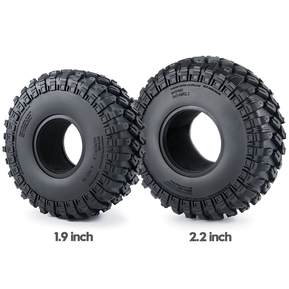 YEAHRUN 4Pcs 1.9/2.2inch Beadlock Rubber Tyre Wheel Tires 123/140mm for Axial SCX10 Wraith TRX-4 1/10 RC Crawler Car Model Parts