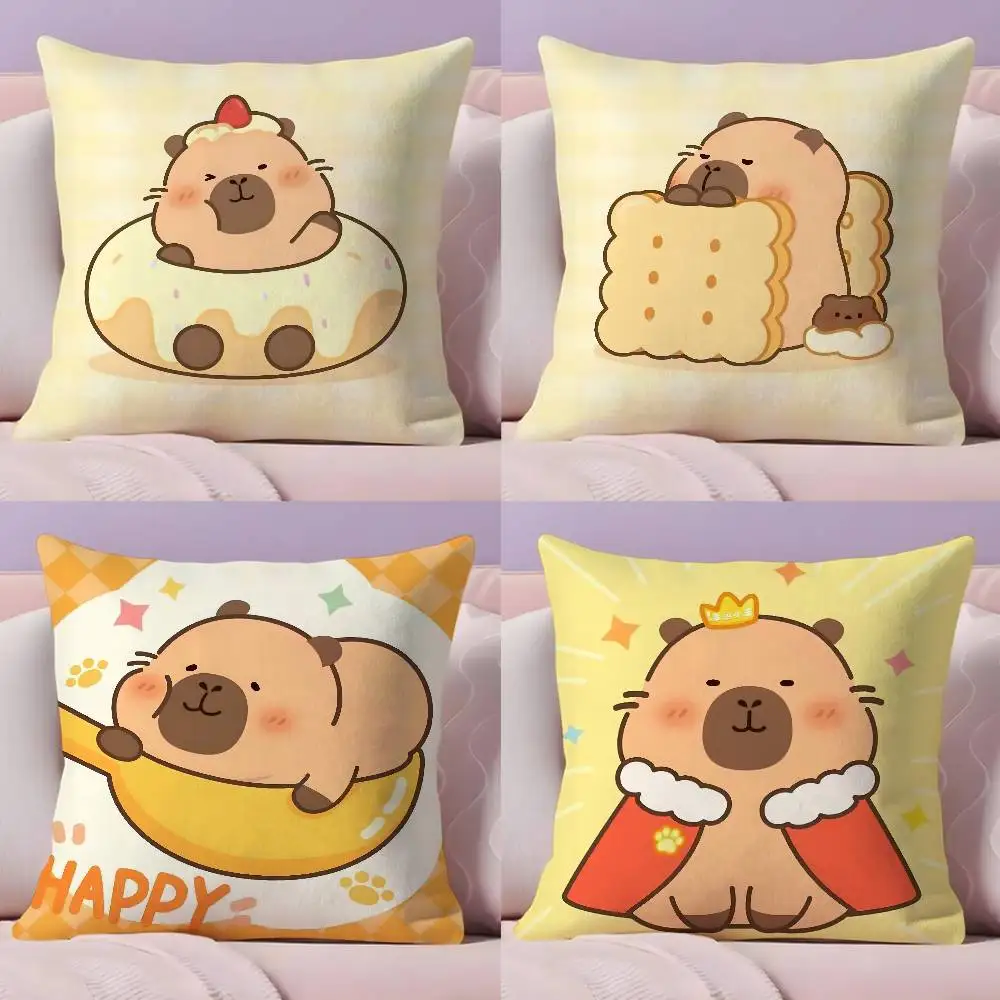 

Cute Cartoon Capybara Go! Pillow Case Pillowcase Ultra Soft Skin Friendly Fabric Cloud Like Comfort & Concealed Zipper