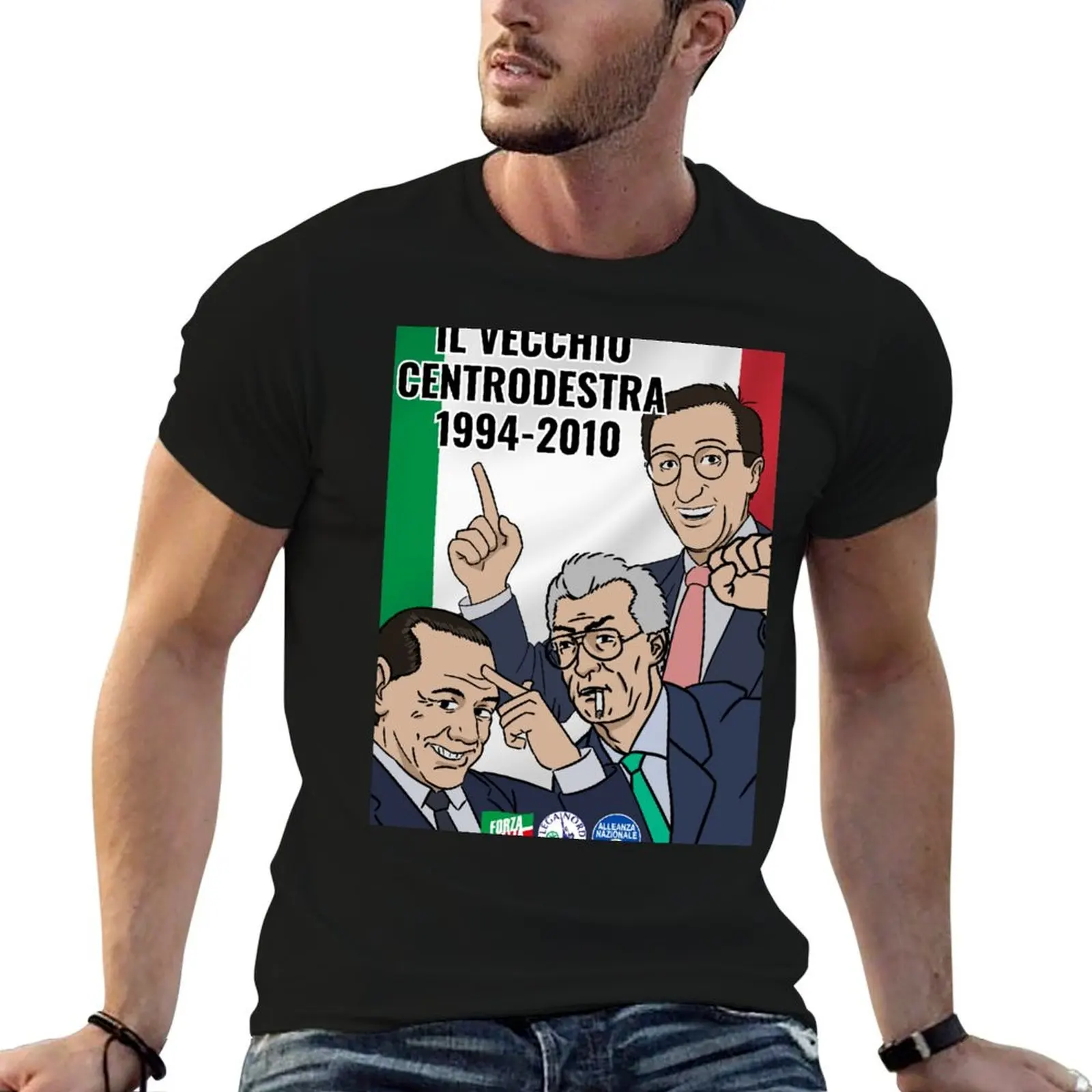 Camiseta Essencial Masculina de Verão: Il Vecchio Centrodestra Italiano com Berlusconi, Fini e Bossi