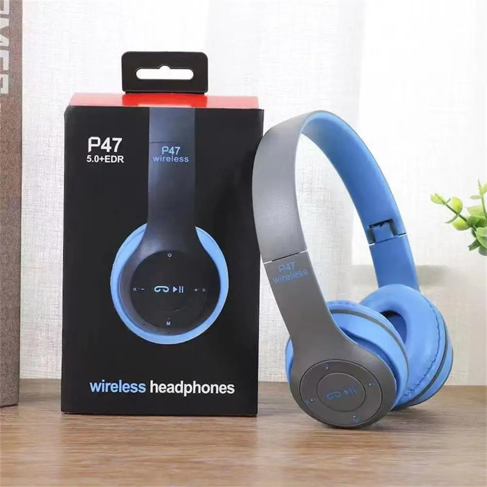 P47 Wireless Headsets On-Ear Stereo Earphones With Mic Longer Playtime USB Charging For Smart Phone Computer Laptop Accessories