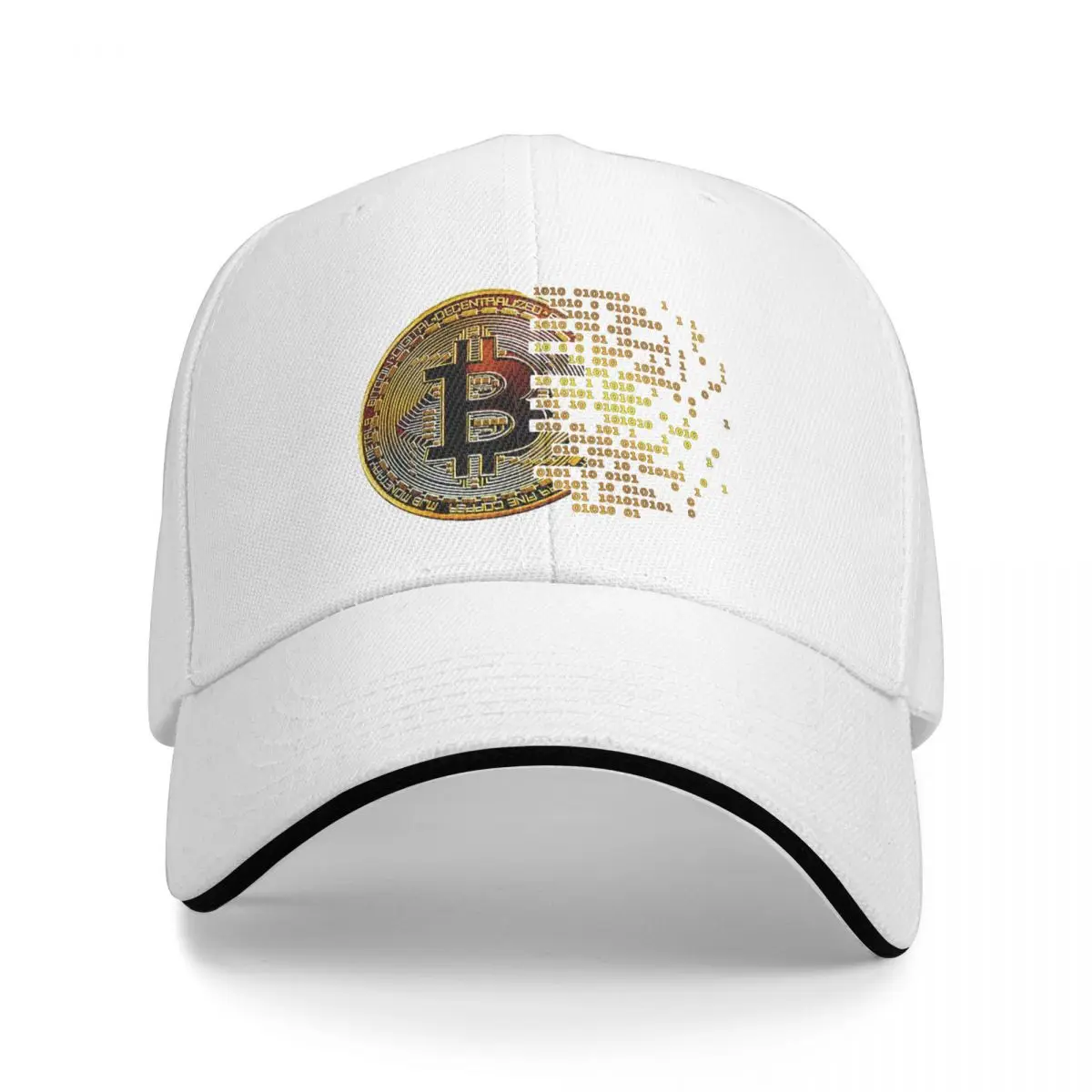 Eu amo Bitcoin Art Multicolor Hat para mulheres, viseira personalizada, boné pico, criptomoeda arte