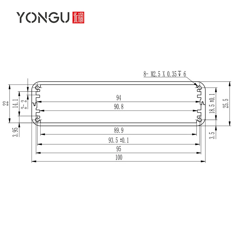 Aluminium Battery Housing Circuit Board Controller Protective Box Split Type Electronic Instrument Enclosure H15 100*25.5MM