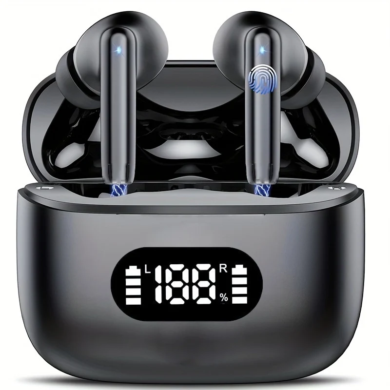 

Беспроводные наушники 40 дБ с шумоподавлением Bluetooth 5,3 Наушники 6 микрофонов ENC со светодиодным дисплеем HD Call TWS Наушники Режим прозрачности