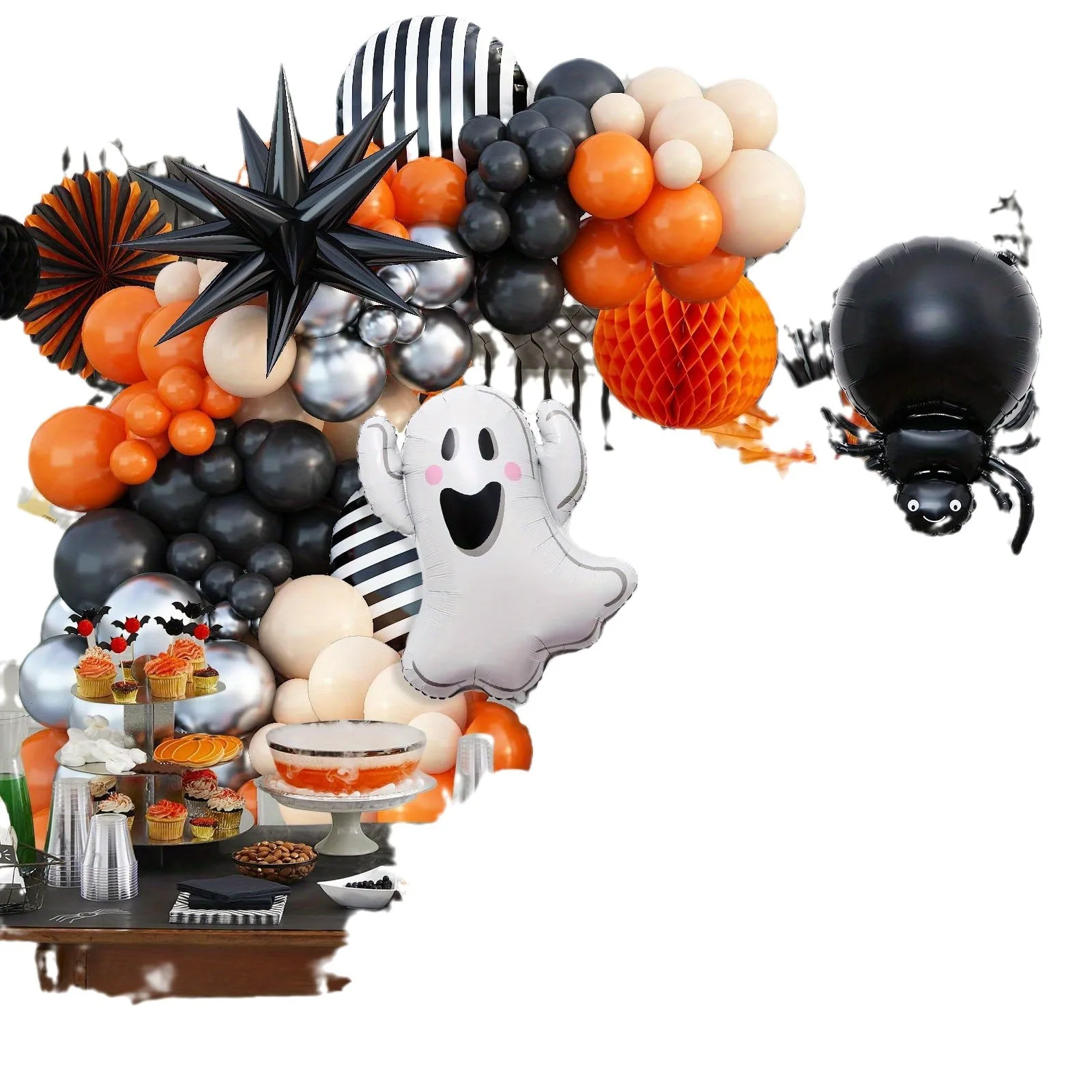 89-teiliges Urlaubsballon-Halloween-Ballon, schwarze Spinne, Geburtstagsdekoration, Szene-Arrangement, Bogen-Ballon-Set