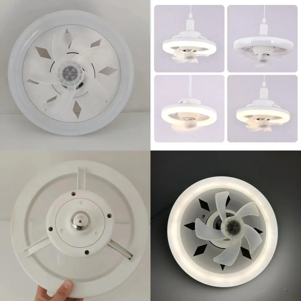 

B03F Intelligent Ceiling Fan 360°Oscillation Electric Fan Built-in 96 LED Beads with Remote Control & E27 Lamp-socket