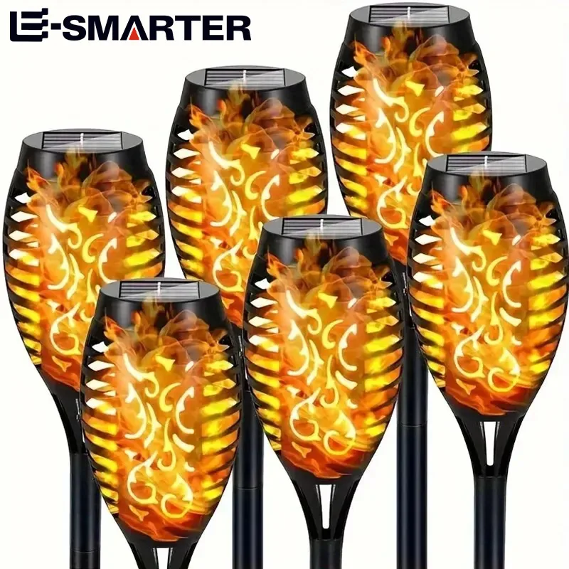 Antorcha de llama Solar de 12LED, luz parpadeante, decoración de jardín impermeable, camino de césped al aire libre, lámpara de pie para Patio