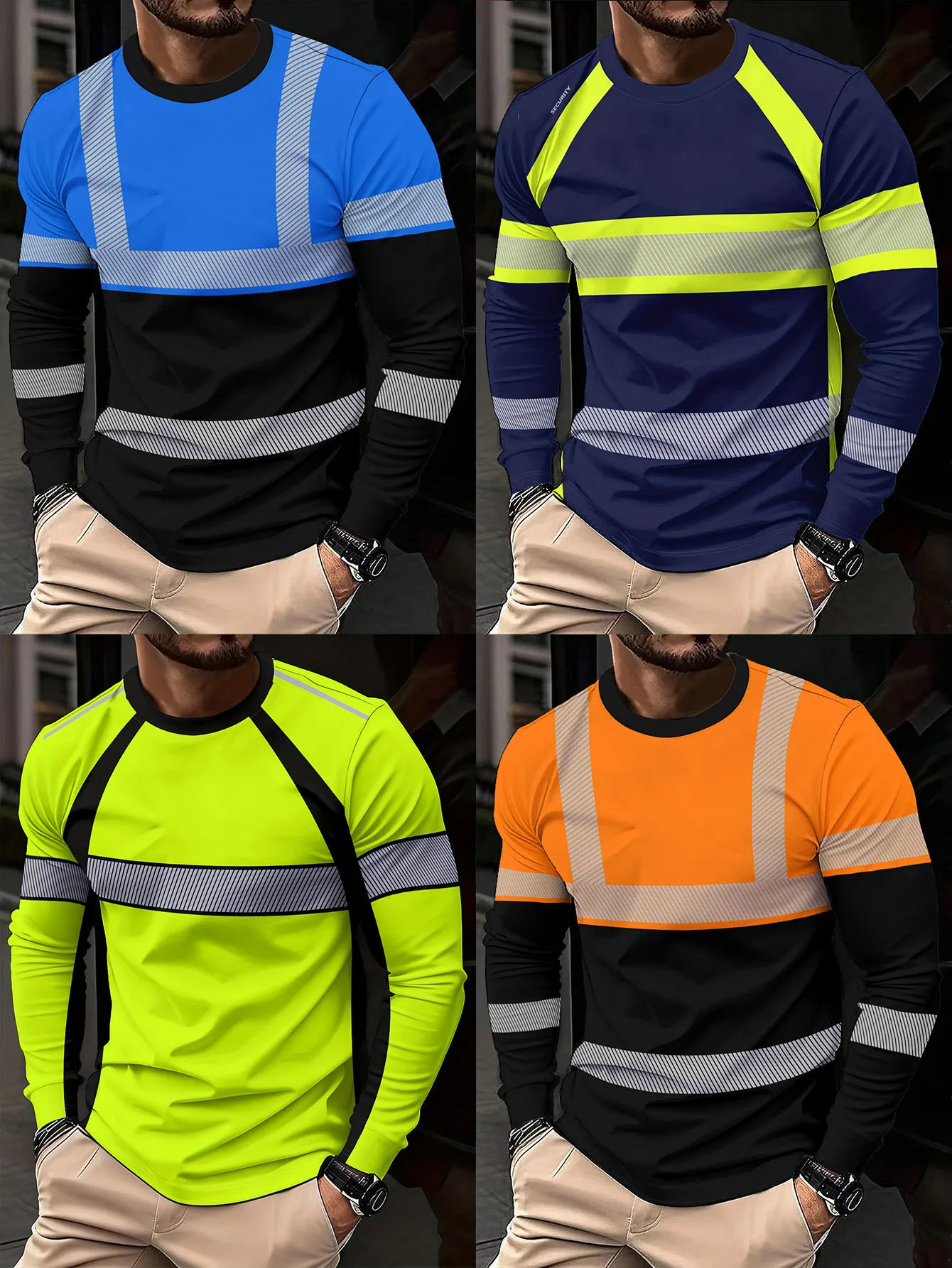 Men Casual 3d Print Long Sleeve T Shirt Fluorescent Color Home Work Clothing Breathable Quick Drying Mesh T-Shirt Men'S T-Shirt