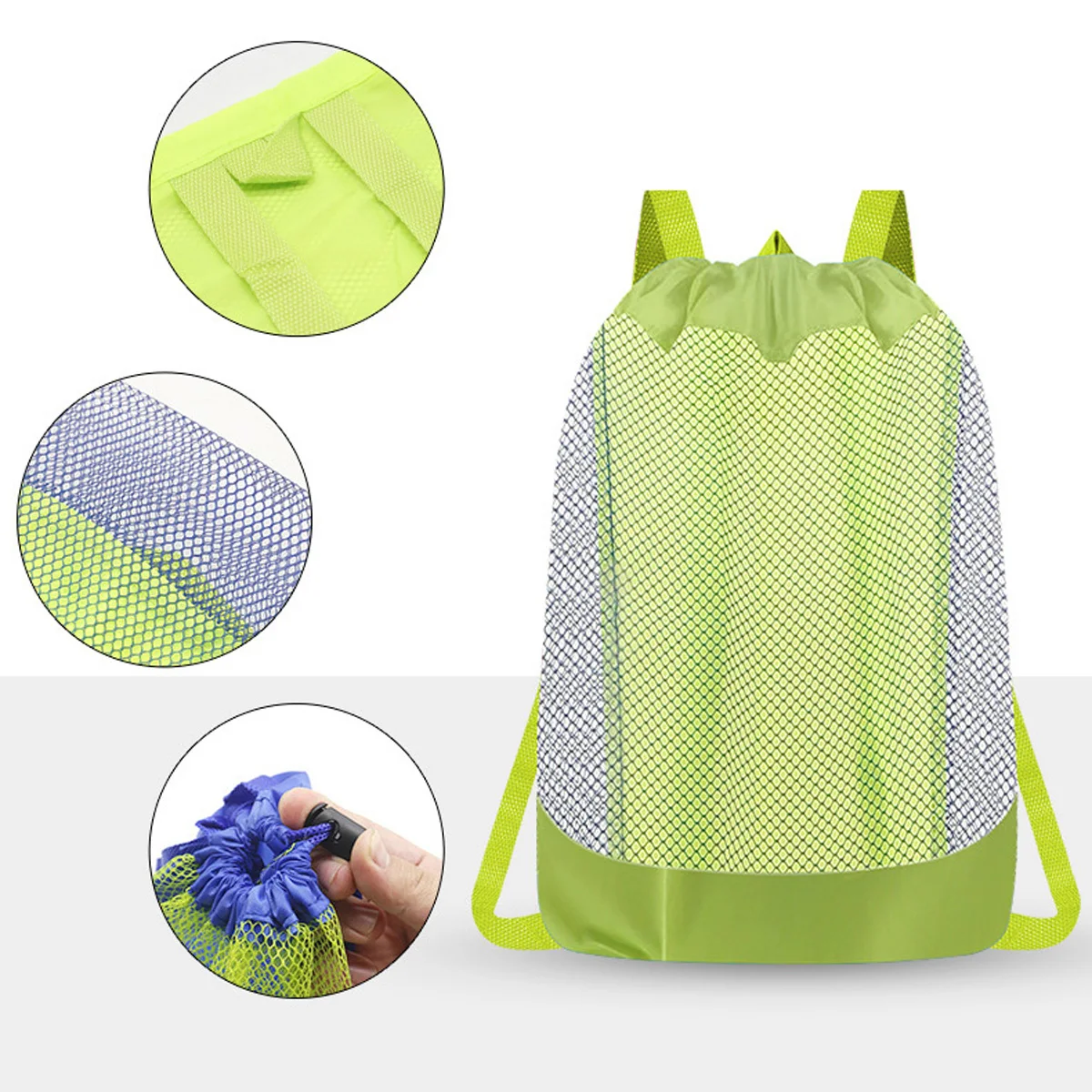 1PC Strand Tasche Faltbare Tragbare Mesh Schwimmen Tasche Strand Spielzeug Körbe Lagerung Tasche Im Freien Schwimmen Wasserdichte Taschen Trockenen Sack