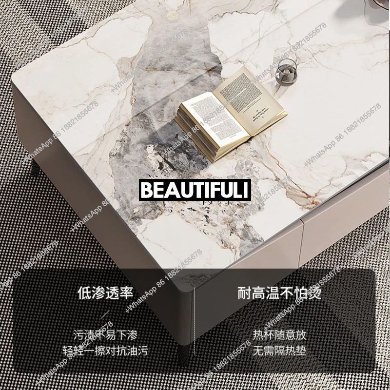 Italian light luxury microcrystalline stone single coffee table furniture simple modern living room small apartment