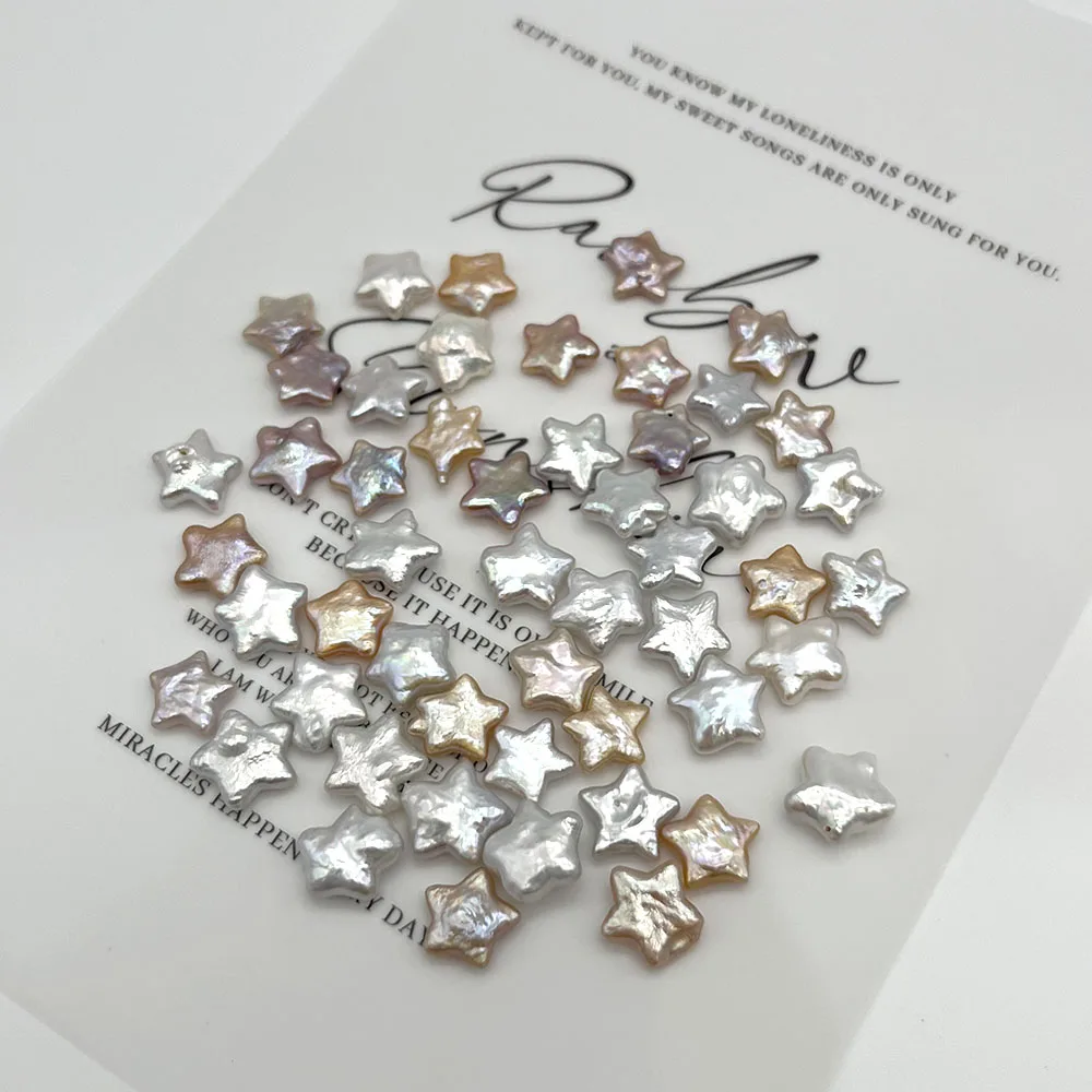 Fashionable White Colored Natural Freshwater Pearl Polished Star Shape Loose Holeless Pearl Beads DIY Exquisite Jewelry Gift