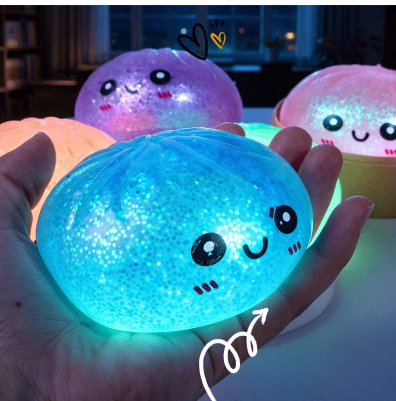 Sparkle Bun Simulation Dumpling Shine Slow Rebound Stress Relief Squeeze Ball Soft Steamer for Anxiety Relief Sensory Toy Gift