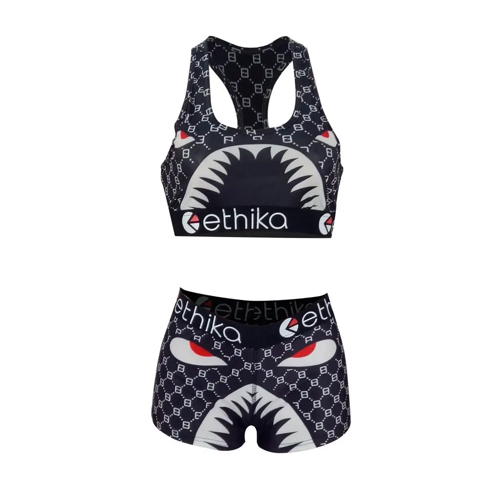 ETHIKA Women's Men's New Jacquard Vest Shorts Two-piece Sweat-absorbing Beach Swimsuit Quick-drying Sports Fitness Set