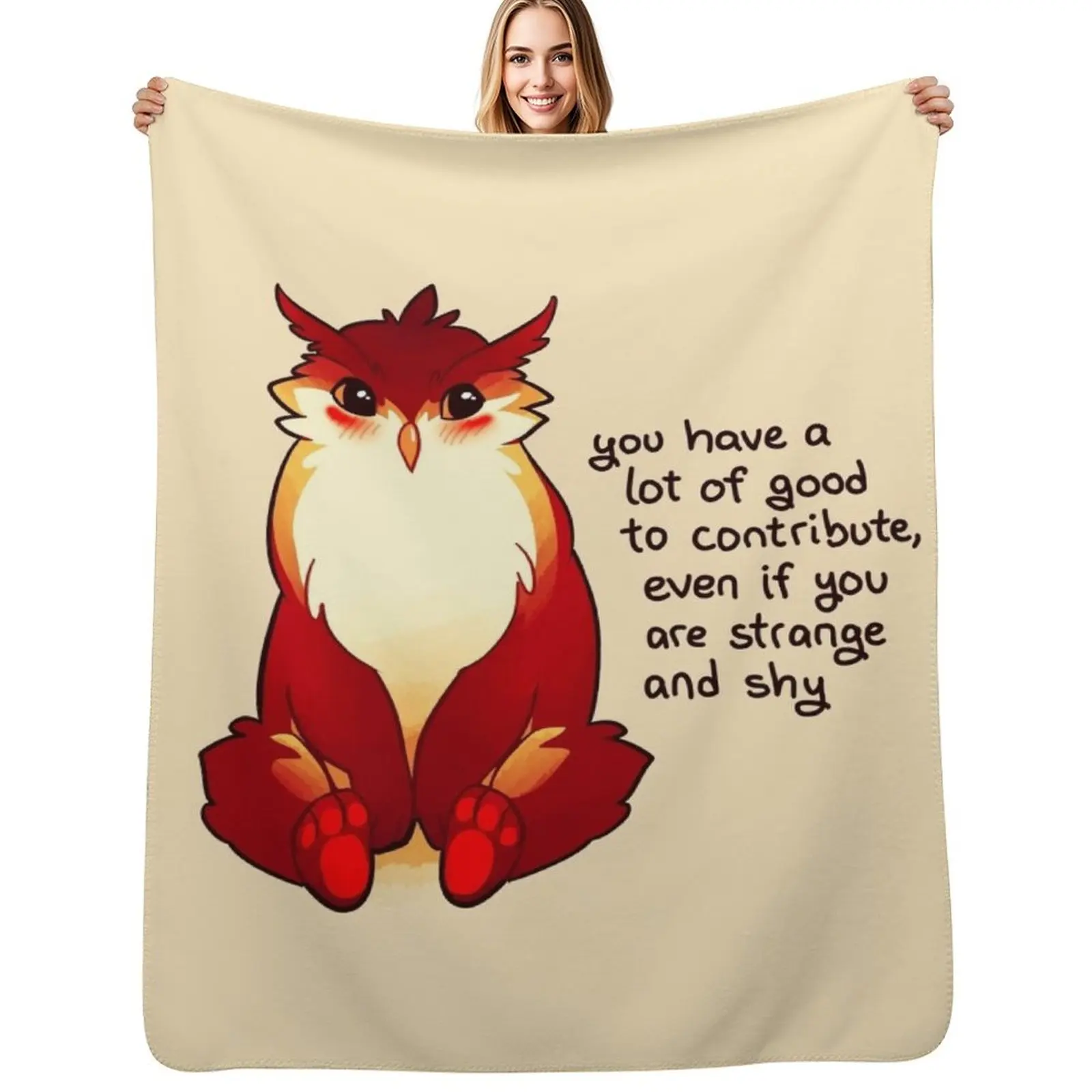 You Have a Lot of Good to Contribute Blushing Owlbear Couverture polaire en flanelle ultra douce pour toutes les saisons