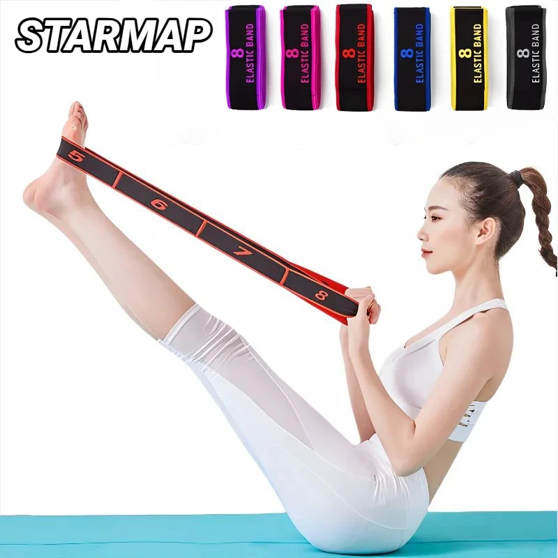 8-teiliges Tanz-Widerstandsband Yoga Stretching Pilates Fitness Digitales Elastisches Dehnungs-Trainingsband