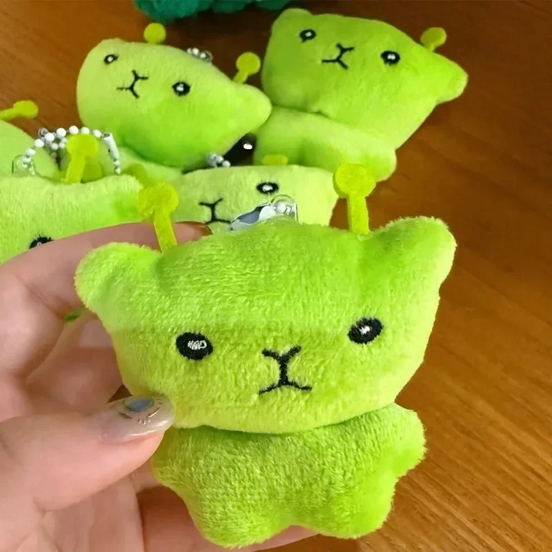 Kawaii Alien Cat Plush Pendant Cute Cartoon Soft Plushie Doll Keychain Stuffed Toy Backpack Handbag Ornament Lovely Bag Decor