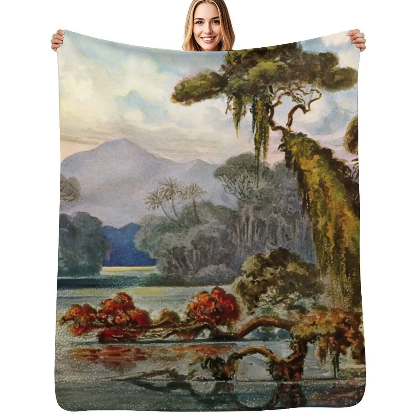 Haeckel Ceylon Jungle River-Ernst Haeckel Throw Blanket Camping Sofas Soft Single for babies cosplay anime Blankets