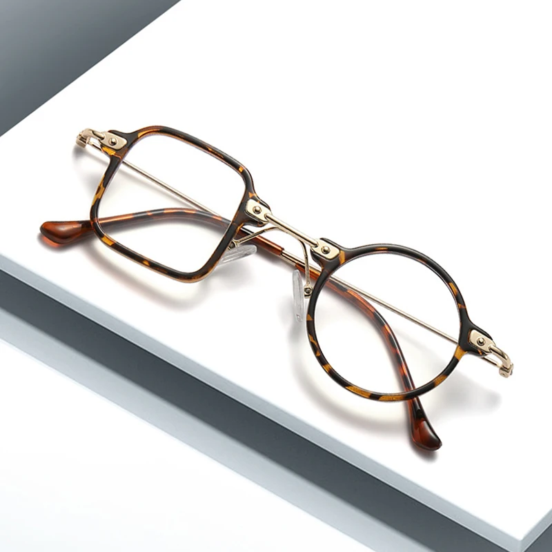 جديد غير المتماثلة مربع مستدير مكافحة الضوء الأزرق ثنائية البؤرة نظارات للقراءة للنساء الرجال الهيب هوب نظارات تبدو بالقرب من مد البصر البعيد #5