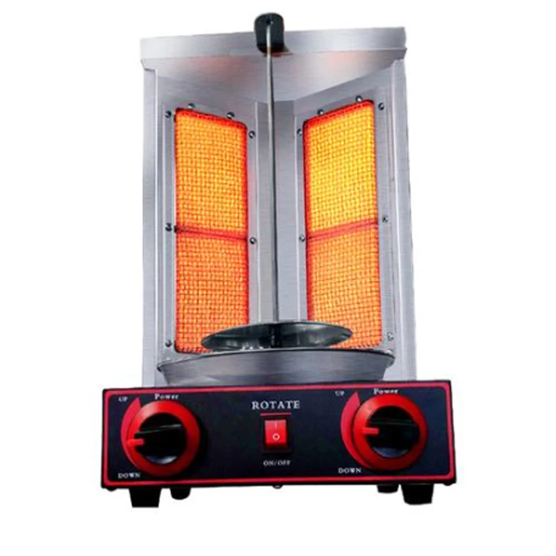 Barbecue Machine Vertical Broiler Gyro Grill Machine Temperature Adjustment Switch Stainless Steel 2 Burners