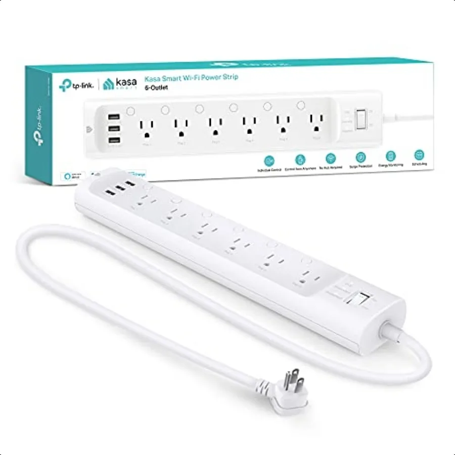

Kasa Smart Plug Power Strip HS300 Surge Protector with 6 Individually Controlled Smart Outlets and 3 USB Ports Works with Alexa