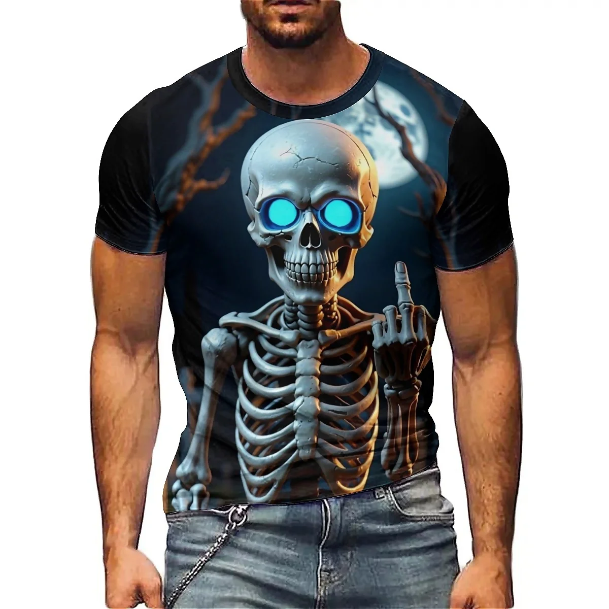 

Four-Season Outdoor Pattern Men's 3D Printed Short Sleeve T-Shirt - Crew Neck
