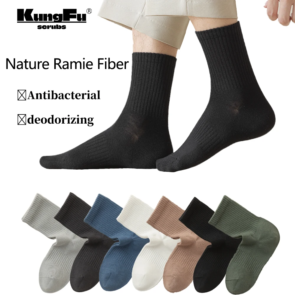 

men socks natural ramie-cotton socks softness breathable antibacterial deodorizing