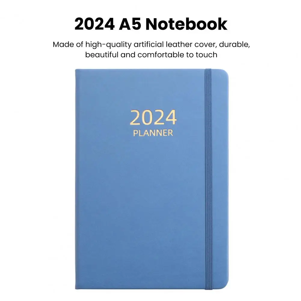สมุดวางแผน A5 A5สุดหรูหนังสังเคราะห์สมุดปกแข็ง360หน้ากันด้วยหมึกสายรัดยืดหยุ่นไดอารี่สำหรับนักเรียนอุปกรณ์สำหรับ2024