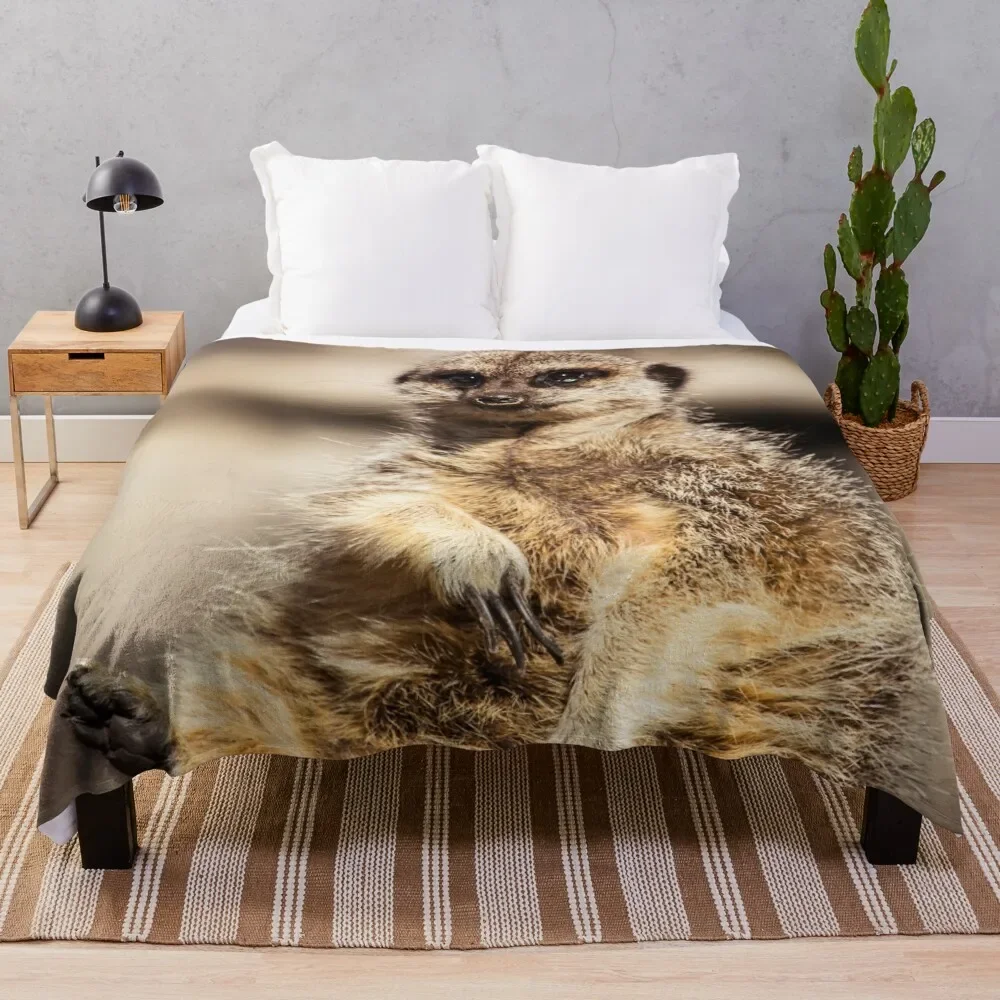 Cute Meerkat Throw Blanket Retros christmas decoration Flannels For Decorative Sofa Blankets