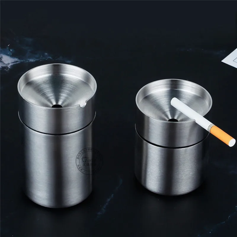 Detachable Stainless Steel Ashtray Creative With Lid Windproof Car Ashtray Fashion Business Gift Send Boyfriend Home Decoration