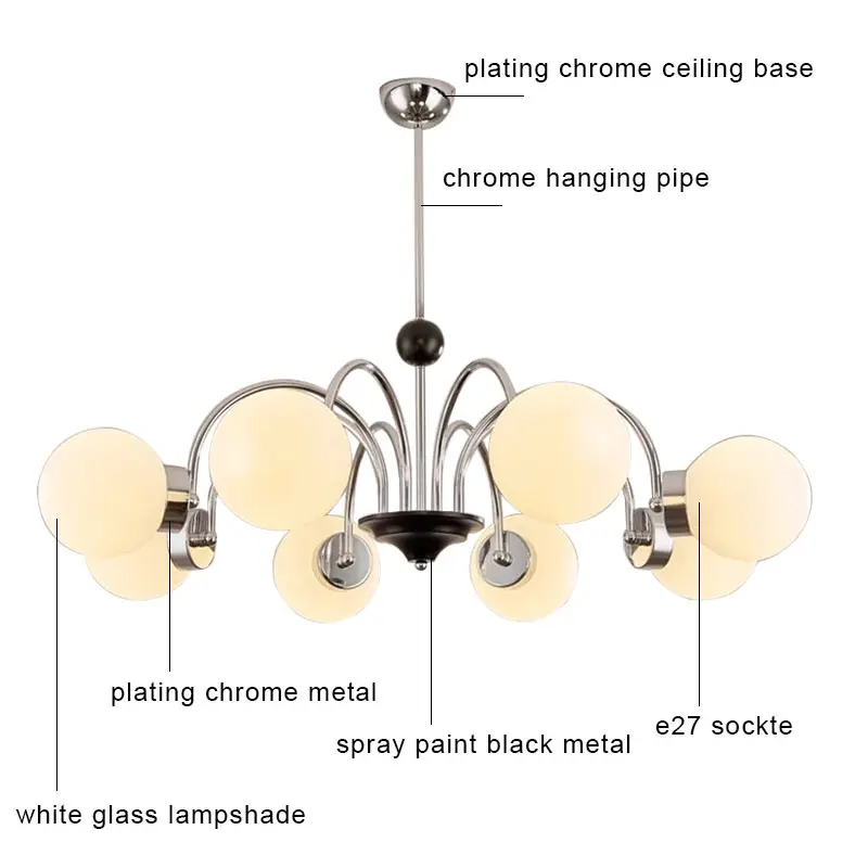 Imagem -05 - Nordic Chrome Led Lustre de Teto Lâmpada Pingente de Bola de Vidro Decoração de Casa Moderna Lâmpada Pendurada de Prata Sala de Estar Quarto Cozinha