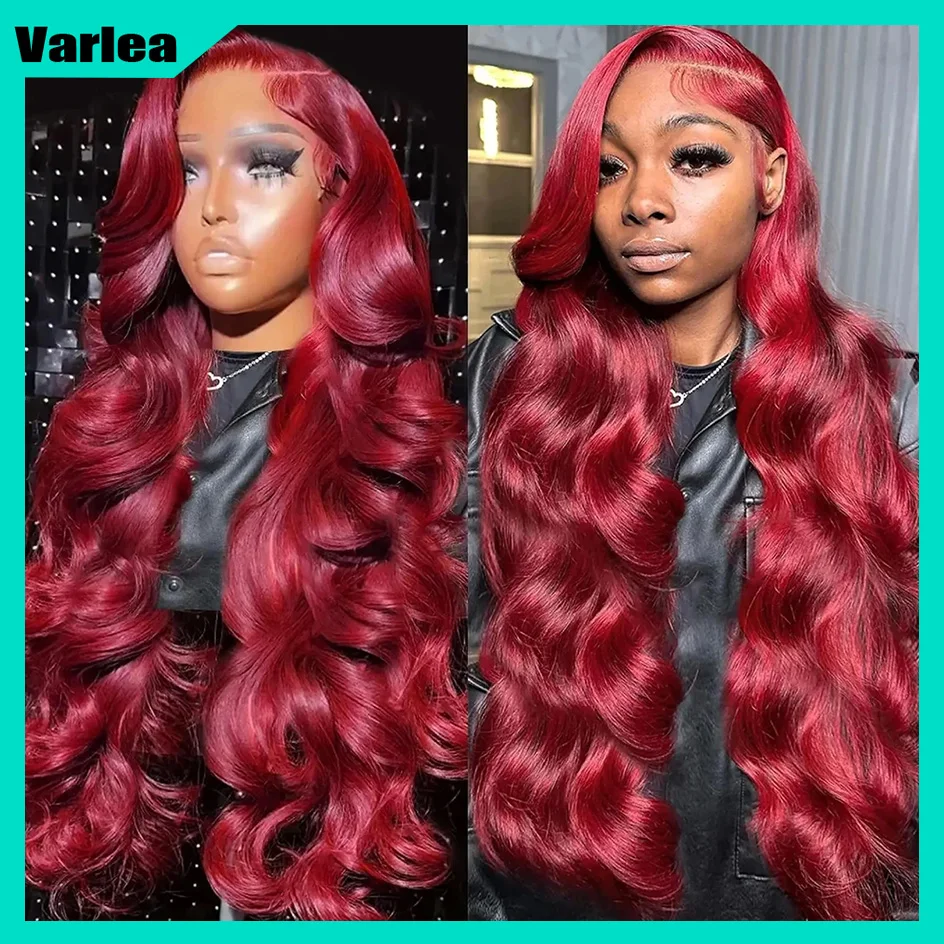 Varlea 200% Density 13x4 Lace Frontal Body Wave Human Hair Wigs 99 J Burgundy 13x6 Lace Front Human Hair Loose Body Wave