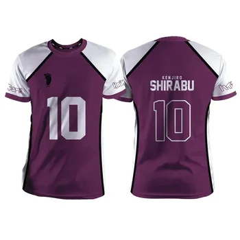 Haikyuu Shiratorizawa Purple Cartoon Anime Cosplay Men Jersey Summer Short Sleeve Children Unisex Tee Tops Fashion Women T-shirt