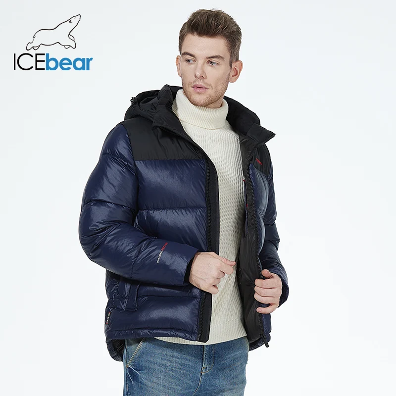 ICEbear 2023 New men\'s short casual winter parkas sporty windproof cotton jackets with removable hat poffer coat MWD22976I