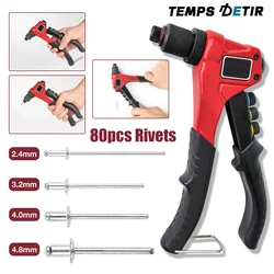 2.4mm/3.2mm/4.0mm/4.8mm Rivet Gun Kit DIY Riveting Tool Insert Nut Riveting Tool Home Cordless Riveting Tool With 80pcs Rivets