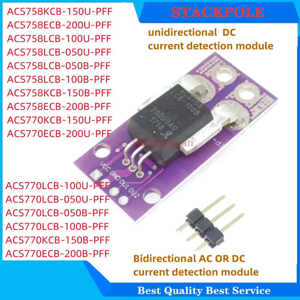 2pcs novo ACS758LCB-100B-PFF Bidirecional AC OU DC módulo de detecção de corrente-100A-100A ACS758LCB-100B ACS758 LCB-100B ACS758LCB