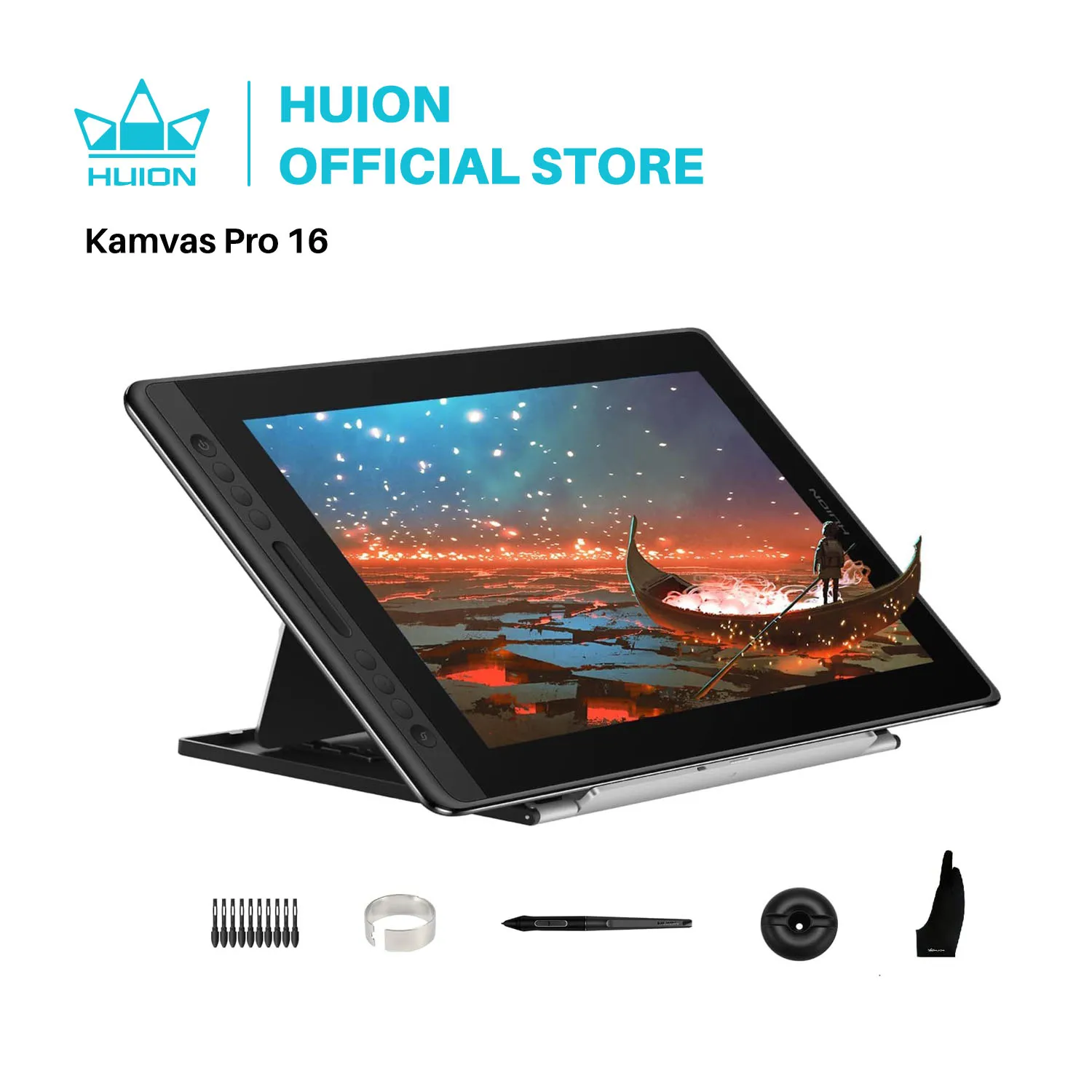 

Huion Kamvas Pro 16 Drawing Pen Tablet 15.6 Inch 120% sRGB Digital Graphic Tablet Pen Display Monitor with Tilt Function