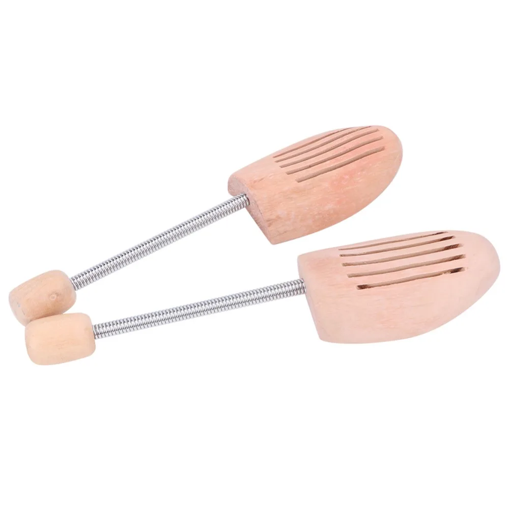 2pcs Classic Adjustable Wood Shoe Tree Spring Column Anti Wrinkle Shoe Stretcher Shoe Shaper Holder For Men Women