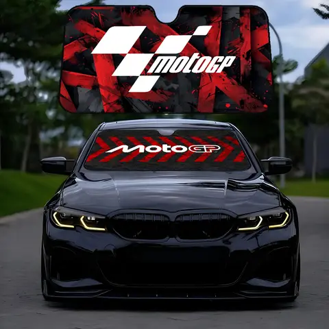 Moto GP 오토바이 레이싱 로고 앞 유리 자동차 차양 앞 유리 태양 그늘 창 자동차 접이식 광선 태양 바이저 보호대