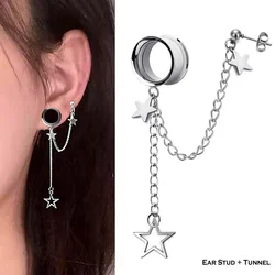 1Pc Screw-fix Trouble Stars Pendant Pendant Ear Stud Tunnel Plug and Gauge Flesh Piercing Expander Stud Earring Plug Earrings