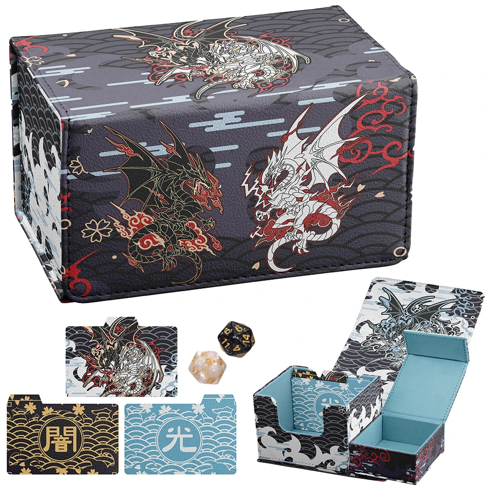 

Yu-Gi-Oh! Double Dragon Duel PTCG TCG DIY Large Capacity Leather Card Box Thickened Anime Game Collection Card Storage Box