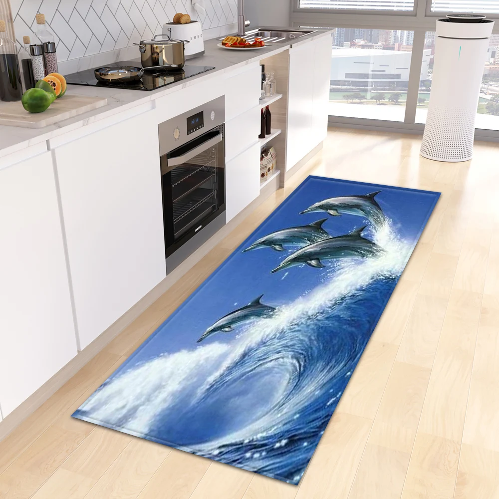 Underwater World Kitchen Rug Entrance Doormat Bath Hallway Anti-Slip Foot Mat Custom Bedroom Living Room Floor Decor Home Carpet